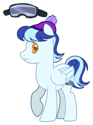 Size: 1023x1366 | Tagged: safe, artist:lanternik, oc, oc only, pegasus, pony, base used, frown, goggles, hat, magical gay spawn, male, offspring, parent:double diamond, parent:flash sentry, pegasus oc, raised hoof, simple background, solo, stallion, transparent background, wings