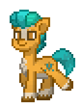 Size: 168x224 | Tagged: safe, hitch trailblazer, earth pony, pony, pony town, g5, animated, gif, male, pixel art, simple background, smiling, solo, stallion, transparent background, walk cycle, walking
