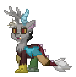 Size: 248x252 | Tagged: safe, discord, draconequus, pony town, g4, animated, gif, male, pixel art, simple background, solo, transparent background, walk cycle, walking
