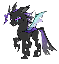 Size: 1726x1884 | Tagged: artist needed, safe, oc, oc only, changeling, 2023 community collab, derpibooru community collaboration, changeling oc, purple changeling, raised hoof, simple background, solo, transparent background