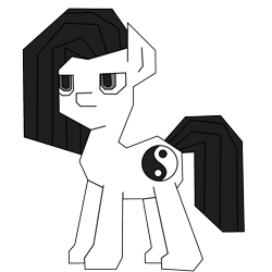 Size: 1600x1600 | Tagged: safe, artist:epicgamer10075, derpibooru exclusive, oc, oc only, oc:mono, earth pony, pony, 2023 community collab, derpibooru community collaboration, earth pony oc, female oc, monochrome, pony oc, simple background, solo, tail, transparent background, ☯