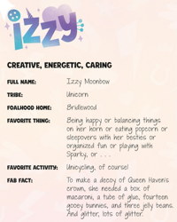 Size: 405x507 | Tagged: safe, izzy moonbow, g5, official, sunny starscout's book of adventure, book, no pony, text