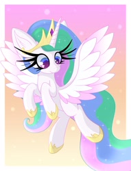 Size: 1900x2481 | Tagged: safe, artist:windykirin, princess celestia, alicorn, pony, g4, big ears, horn, impossibly long eyelashes, solo, wings