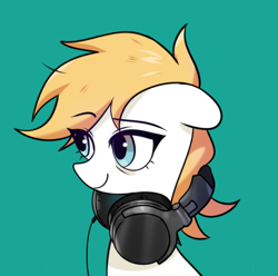 Size: 718x711 | Tagged: safe, artist:goulsoodman, oc, oc only, pony, green background, headphones, simple background, solo