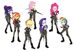 Size: 4096x2886 | Tagged: safe, artist:edy_january, artist:gmaplay, applejack, fluttershy, pinkie pie, rainbow dash, rarity, sci-twi, sunset shimmer, twilight sparkle, human, equestria girls, equestria girls series, g4, ammunition belt, angry, ar-15, armor, assault rifle, body armor, boots, call of duty, call of duty: modern warfare 2, camouflage, clothes, geode of empathy, geode of fauna, geode of shielding, geode of sugar bombs, geode of super speed, geode of super strength, geode of telekinesis, glock 17, gloves, grenade launcher, gun, handgun, humane five, humane seven, humane six, jacket, m16, m249, m4a1, machine gun, magical geodes, marine, marines, military, military uniform, modern warfare, pistol, revolver, rifle, shoes, simple background, sniper, sniper rifle, soldier, soldiers, special forces, tactical squad, task forces 141, transparent background, trigger discipline, triggered, uniform, united states, usmc, vector, weapon