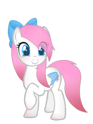 Size: 900x1200 | Tagged: safe, artist:rezatim, oc, oc only, oc:snowy blossom, pegasus, pony, 2023 community collab, derpibooru community collaboration, base used, bow, colored wings, female, mare, pegasus oc, simple background, solo, transparent background, wings