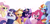 Size: 4096x1936 | Tagged: safe, artist:kebchach, derpibooru exclusive, applejack, fluttershy, pinkie pie, rainbow dash, rarity, twilight sparkle, alicorn, earth pony, pegasus, pony, unicorn, g4, my little pony: friendship is magic, the last problem, crown, eyebrows, female, flying, folded wings, grin, group, heart, high res, jewelry, looking at you, mane six, mare, older, older applejack, older fluttershy, older mane six, older pinkie pie, older rainbow dash, older rarity, older twilight, older twilight sparkle (alicorn), open mouth, open smile, peytral, princess twilight 2.0, regalia, sextet, simple background, smiling, smiling at you, spread wings, twilight sparkle (alicorn), white background, wings