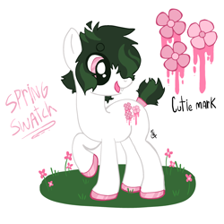 Size: 2048x2048 | Tagged: artist needed, safe, oc, oc only, earth pony, pony, base used, colored hooves, cute, cutie mark, earth pony oc, female, flower, high res, mare, ponysona, reference sheet, short hair, simple background, solo, tail, tail wrap, white background