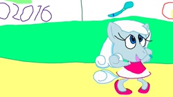 Size: 1280x720 | Tagged: safe, artist:rose80149, oc, oc:snowdrop, pegasus, pony, 1000 hours in ms paint, clothes, gymnastics, pegasus oc, rhythmic gymnastics, rio 2016, rio de janeiro, solo, sports outfit