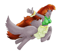 Size: 4960x3508 | Tagged: safe, artist:avacz, oc, oc only, oc:funny jo, centaur, anthro, taur, equestria girls, g4, bracelet, centaur oc, clothes, cute, female, flowing hair, flowing mane, happy, heterochromia, jewelry, jumping, mare, scar, simple background, skirt, smiling, solo, spread wings, swimsuit, transparent background, wings