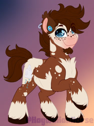 Size: 1600x2142 | Tagged: safe, artist:missbramblemele, oc, oc only, earth pony, pony, chest fluff, ear cleavage, earth pony oc, gradient background, male, solo, stallion