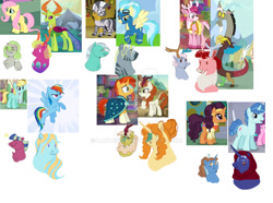 Size: 1280x953 | Tagged: safe, artist:lanternik, edit, screencap, autumn blaze, bori the reindeer, discord, fluttershy, helia, misty fly, party favor, rainbow dash, saffron masala, sunburst, thorax, zecora, oc, changedling, changeling, deer, draconequus, earth pony, kirin, pegasus, pony, reindeer, unicorn, g4, hurricane fluttershy, my little pony best gift ever, newbie dash, sounds of silence, spice up your life, the cutie map, to where and back again, clothes, deviantart watermark, king thorax, obtrusive watermark, screencap reference, simple background, uniform, watermark, white background, wonderbolts uniform