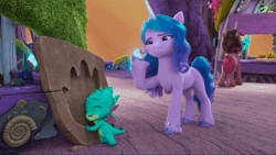 Size: 1920x1080 | Tagged: safe, screencap, hitch trailblazer, izzy moonbow, sparky sparkeroni, dragon, earth pony, pony, unicorn, family trees, g5, my little pony: make your mark, my little pony: make your mark chapter 5, spoiler:g5, animated, claw, cute, female, footprint, fossil, happy, izzybetes, male, mare, riding, riding a pony, sound, sparky riding izzy moonbow, sparkybetes, stallion, webm