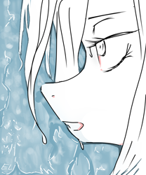 Size: 750x900 | Tagged: safe, artist:hysteriana, pony, blue background, depressed, light skin, lost, phone drawing, shower, simple background, sketch, solo, water, window