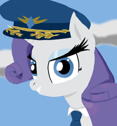 Size: 4882x5276 | Tagged: safe, artist:raritymylove, derpibooru exclusive, rarity, pony, unicorn, g4, female, hat, looking at you, mare, necktie, pilot, solo