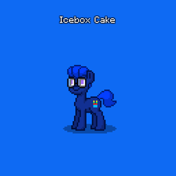 Size: 385x385 | Tagged: safe, oc, oc:icebox cake, earth pony, pony, pony town, blue background, do not steal, earth pony oc, glasses, male, original character do not steal, simple background, solo, stallion
