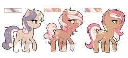 Size: 845x388 | Tagged: safe, artist:oniiponii, oc, oc only, unnamed oc, pony, unicorn, adoptable, base used, closed mouth, coat markings, colored eartips, concave belly, dappled, ear piercing, earring, eyelashes, facial markings, female, golden eyes, horn, jewelry, mare, pale belly, piercing, purple eyes, raised hoof, side view, simple background, smiling, socks (coat markings), star (coat marking), teal eyes, transparent background, trio, unicorn oc, yellow eyes