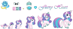 Size: 9268x3694 | Tagged: safe, artist:galaxystar2012, princess flurry heart, alicorn, pony, g4, absurd resolution, age progression, baby, baby pony, base used, colored wings, concave belly, crown, diaper, female, filly, foal, folded wings, gradient wings, headcanon, heart, height difference, hoof shoes, jewelry, long tail, mare, older, older flurry heart, peytral, physique difference, ponytail, princess shoes, raised hoof, reference sheet, regalia, simple background, slender, solo, spread wings, standing, tail, teenager, thin, tiara, transparent background, wings