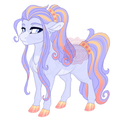 Size: 2752x2700 | Tagged: safe, artist:gigason, oc, oc only, oc:calm lavender, earth pony, pony, blue eyes, colored hooves, ears back, eyes closed, female, frown, gradient hooves, gradient mane, gradient tail, high res, hoof polish, lidded eyes, looking away, magical lesbian spawn, mare, obtrusive watermark, offspring, pale belly, parent:amber laurel, parent:jewel joy, ponytail, simple background, solo, standing, tail, transparent background, watermark