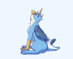 Size: 2642x2113 | Tagged: safe, artist:wrypony, gallus, griffon, g4, high res, looking up, male, simple background, sitting, solo