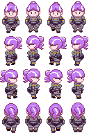 Size: 128x192 | Tagged: safe, artist:secretgoombaman12345, diamond tiara, human, ask chubby diamond, g4, armor, chubby, chubby diamond, fat, female, humanized, picture for breezies, pixel art, ponytail, rpg maker, simple background, sprite, sprite sheet, transparent background, wide hips