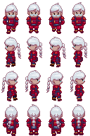 Size: 128x192 | Tagged: safe, artist:secretgoombaman12345, silver spoon, human, ask chubby diamond, g4, armor, braid, braided ponytail, female, humanized, picture for breezies, pixel art, ponytail, samurai, simple background, solo, sprite, sprite sheet, transparent background