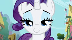 Size: 1920x1080 | Tagged: safe, screencap, rarity, pony, unicorn, g4, season 1, the ticket master, 1080p, cute, female, happy, lidded eyes, looking at you, mare, raribetes, smiling, solo