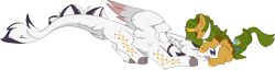Size: 3904x1003 | Tagged: safe, artist:beardie, oc, oc only, oc:eldorada, oc:yiazmat, draconequus, kirin, couple, draconequus oc, ear fluff, feathered wings, head pat, hooves, horn, horns, kirin oc, orb, pat, paws, shipping, simple background, tail, transparent background, wings, yiarada