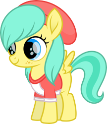 Size: 5249x6068 | Tagged: safe, artist:starryshineviolet, gameloft, barley barrel, pegasus, pony, g4, absurd resolution, beanie hat, clothes, female, filly, foal, shirt, simple background, transparent background, vector