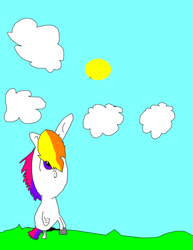 Size: 900x1165 | Tagged: safe, artist:knuxfan1, sunny daze (g3), pegasus, pony, g3, g4, cloud, cloudy, cute, female, field, g3 dazeabetes, g3 to g4, generation leap, grass, grass field, mare, pegasus sunny daze (g3), race swap, remake, rock, smiling, solo, sun