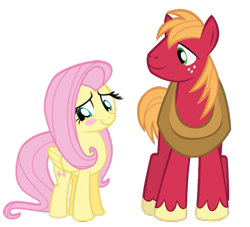 Size: 793x720 | Tagged: safe, anonymous artist, artist:missbeigepony, artist:waranto, edit, big macintosh, fluttershy, earth pony, pegasus, pony, g4, blushing, duo, female, male, mare, ship:fluttermac, shipping, simple background, smiling, stallion, straight, transparent background
