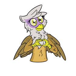 Size: 4096x4096 | Tagged: safe, artist:pzkratzer, gilda, griffon, g4, chest fluff, female, half body, heart hands, looking at you, simple background, smiling, smiling at you, solo, transparent background