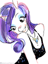Size: 480x640 | Tagged: safe, artist:next-lvl, rarity, unicorn, anthro, g4, female, jewelry, necklace, simple background, solo, white background