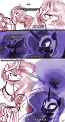 Size: 774x1440 | Tagged: safe, artist:lumineko, edit, nightmare moon, princess celestia, princess luna, alicorn, pony, series:dreamluna(rus), g4, comic, translation