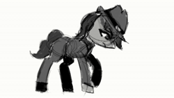 Size: 1920x1080 | Tagged: safe, artist:menalia, pinkie pie, earth pony, pony, g4, the saddle row review, animated, clone, clothes, fedora, female, hat, mare, pants, pinkie clone, shoes, suit, walking, webm, wip