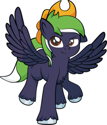 Size: 1920x2231 | Tagged: safe, artist:alexdti, oc, oc:moonlit ace, pegasus, pony, 2024 community collab, derpibooru community collaboration, chest fluff, hat, male, simple background, solo, spread wings, stallion, transparent background, unshorn fetlocks, wings