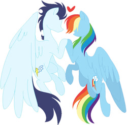 Size: 749x736 | Tagged: safe, artist:nocturnal-moonlight, rainbow dash, soarin', pegasus, pony, g4, female, male, mare, ship:soarindash, shipping, simple background, stallion, straight, white background