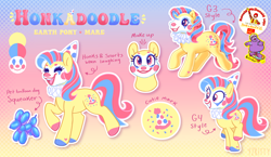 Size: 1918x1114 | Tagged: safe, artist:y2kitty, oc, oc only, oc:honkadoodle, earth pony, pony, g3, g4, clown, female, g4 to g3, generation leap, gradient background, mare, solo