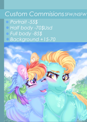 Size: 1500x2100 | Tagged: safe, artist:roselord, oc, oc only, earth pony, pegasus, pony, unicorn, advertisement, chest fluff, commission, commission info, commission open, commissions open, ear fluff, solo, your character here