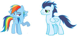 Size: 1523x720 | Tagged: safe, anonymous artist, artist:byteslice, artist:dasprid, artist:thecarbonmaestro, edit, rainbow dash, soarin', pegasus, pony, g4, duo, female, male, mare, ship:soarindash, shipping, simple background, stallion, straight, transparent background