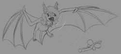 Size: 1280x571 | Tagged: safe, artist:stray prey, oc, oc only, oc:panne, bat, fly, insect, echolocation, food, french fries, open mouth, solo, species swap