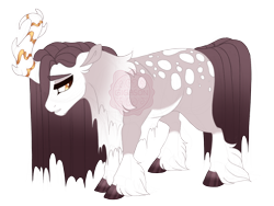 Size: 3600x2700 | Tagged: safe, artist:gigason, oc, oc only, oc:north, hybrid, pony, chest fluff, chin fluff, coat markings, colored hooves, curved horn, dappled, female, frown, golden eyes, gradient mane, gradient tail, high res, hoof polish, horn, hybrid oc, kirin hybrid, lidded eyes, looking away, mare, pale belly, parent:oc:wisteria, parent:trouble shoes, parents:canon x oc, simple background, socks (coat markings), solo, standing, tail, transparent background, unshorn fetlocks