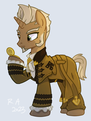 Size: 1875x2500 | Tagged: safe, artist:raineve, oc, pony, unicorn, ace attorney, chief justice, hart vortex, mael stronghart, solo