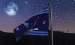 Size: 2000x1200 | Tagged: safe, artist:lekonar13, flag, flag pole, moon, new lunar republic, night, no pony