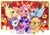 Size: 4093x2894 | Tagged: safe, artist:co306012, applejack, fluttershy, pinkie pie, rainbow dash, rarity, twilight sparkle, alicorn, earth pony, pegasus, pony, rabbit, unicorn, g4, animal, bunny ears, bust, chinese new year, fan, firecracker, paper fan, smiling, spread wings, twilight sparkle (alicorn), wings