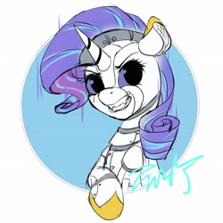 Size: 2894x2894 | Tagged: safe, artist:co306012, rarity, pony, robot, robot pony, unicorn, g4, bust, high res, raribot, roboticization, simple background, smiling, solo, white background