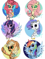Size: 2160x2880 | Tagged: safe, artist:co306012, applejack, fluttershy, pinkie pie, rainbow dash, rarity, twilight sparkle, alicorn, earth pony, gynoid, pegasus, pony, robot, robot pony, unicorn, g4, applebot, bust, female, flutterbot, high res, looking at you, mane six, open mouth, pinkie bot, rainbot dash, raribot, roboticization, simple background, smiling, smirk, spread wings, twibot, twilight sparkle (alicorn), white background, wings