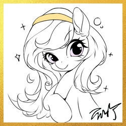 Size: 960x960 | Tagged: safe, artist:co306012, oc, oc only, earth pony, pony, bust, monochrome, smiling, solo