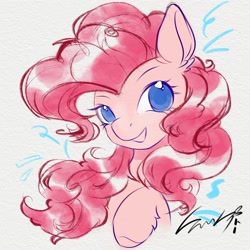 Size: 2048x2048 | Tagged: safe, artist:co306012, part of a set, pinkie pie, earth pony, pony, g4, bust, female, high res, looking at you, mare, simple background, smiling, solo