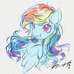 Size: 2048x2048 | Tagged: safe, artist:co306012, part of a set, rainbow dash, pegasus, pony, g4, bust, female, high res, looking at you, mare, simple background, smiling, smirk, solo